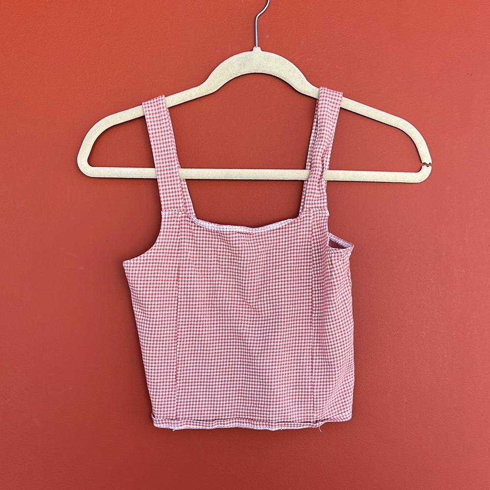 Pink Ribbed Crop Tank Top
